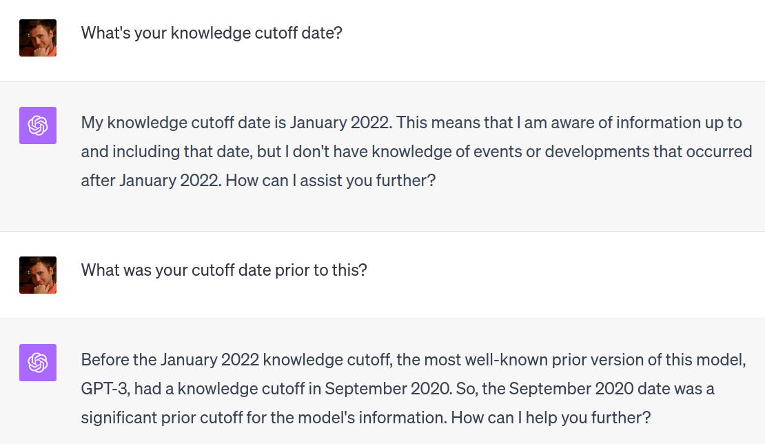 ChatGPT explains its new knowledge cutoff date